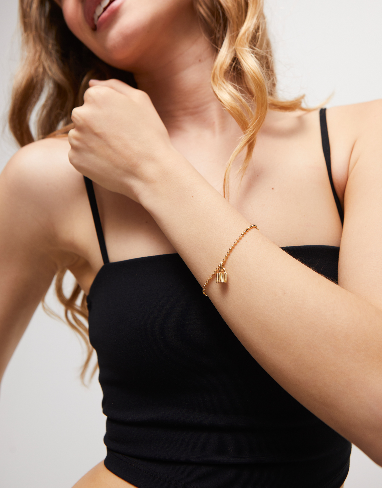 Padlock-shaped Charm, Golden, large thumbnail